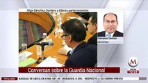 Sanchez Cordero y lideres parlamentarios conversan sobre Guardia Nacional