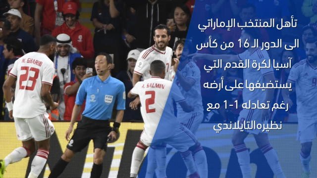 كأس آسيا 2019- تقرير سريع – الإمارات 1-1 تايلاند