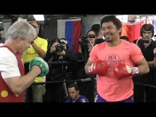 Manny Pacquiao FIRST LOOK WORKOUT w/ Freddie Roach vs Adrien Broner