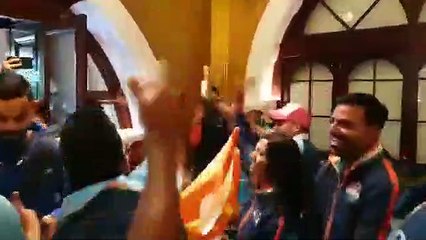 The Indian cricket team in celebration mode!!! Fantastic!