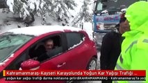 Kahramanmaraş-Kayseri Karayolunda Yoğun Kar Yağışı Trafiği Durma Noktasına Getirdi