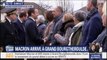 Emmanuel Macron arrive à Grand Bourtheroulde, dans l'Eure, pour le lancement du débat national