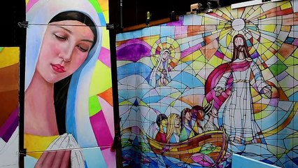 Mural contra xenofobia para misa del papa Francisco en Panamá