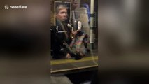 Man with massive machete gets Tasered on London platform