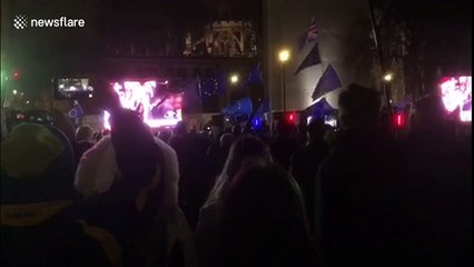 Crowd gathers on Parliament Square as May deal suffers historic defeat