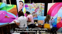 In Panama, student painters put finishing touches on pope mural