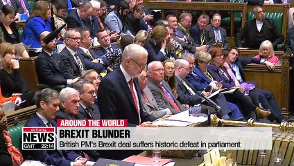 Télécharger la video: British PM May's Brexit deal suffers historic defeat in parliament