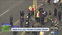 Naked man rescued from Phoenix storm drain