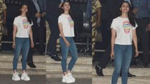 Alia Bhatt spotted at Airport in white t-shirt and blue jeans, looking cute; Watch Video |Boldsky