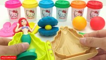 Learn Colors Hello Kitty Dough with Ocean Tools and Cookie Molds Surprise Toys Kinder Eggs
