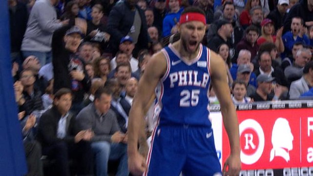 Simmons goes length of court for monster dunk in 76ers cruise