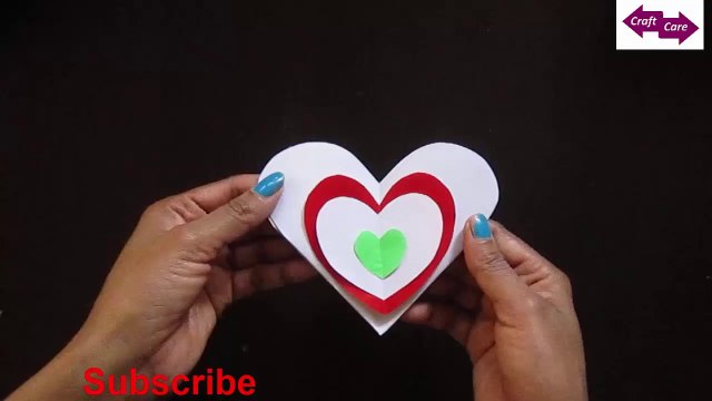 how to craft paper heart cum flower * best gift card idea in unique style for dear friends || paper craft idea * craftcare