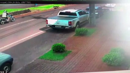 Câmera mostra motociclista atropelando cão na Av. Carlos Gomes