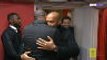 Henry and Vieira embrace before the action begins