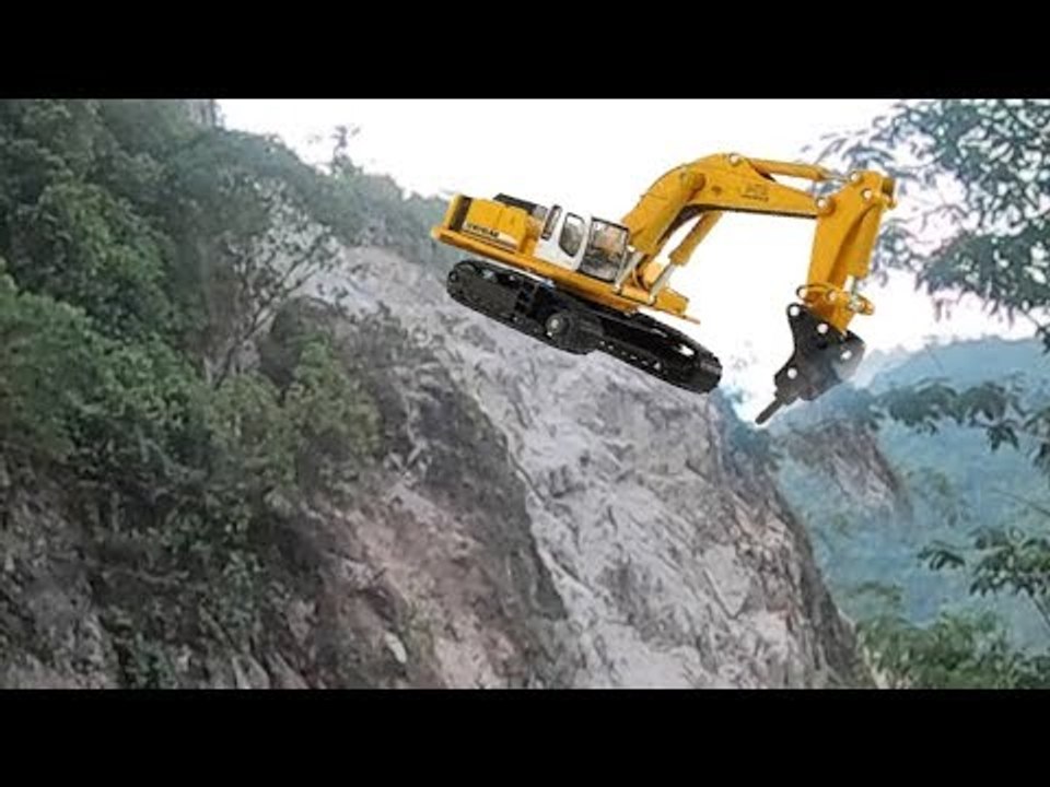 Excavator Works The Mountain And Roadside video Dailymotion