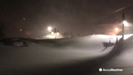 Download Video: Winds howl, whip snow around in blizzard