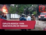 Explota bodega y pipa que almacenaban gasolina robada en Tabasco