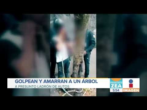 Golpean y amarran a un árbol a presunto ladrón de autos | Noticias con Francisco Zea