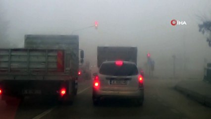 İnegöl'de yoğun sis ulaşımda aksamalara neden oldu