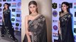 Mouni Roy looks stylish in Black Sari at 25th Sol Lions Gold Awards 2019 | FilmiBeat