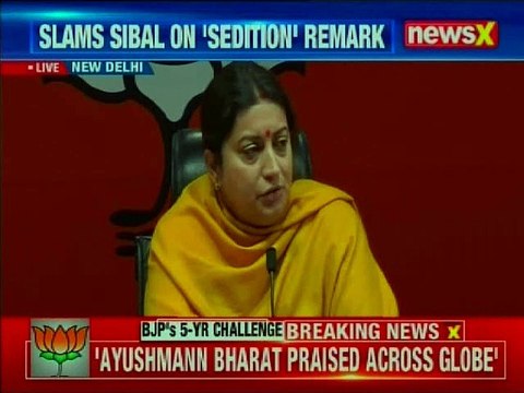 Smriti Irani slams UPA over 'sedition row', Congress leaders support tukde tukde gang