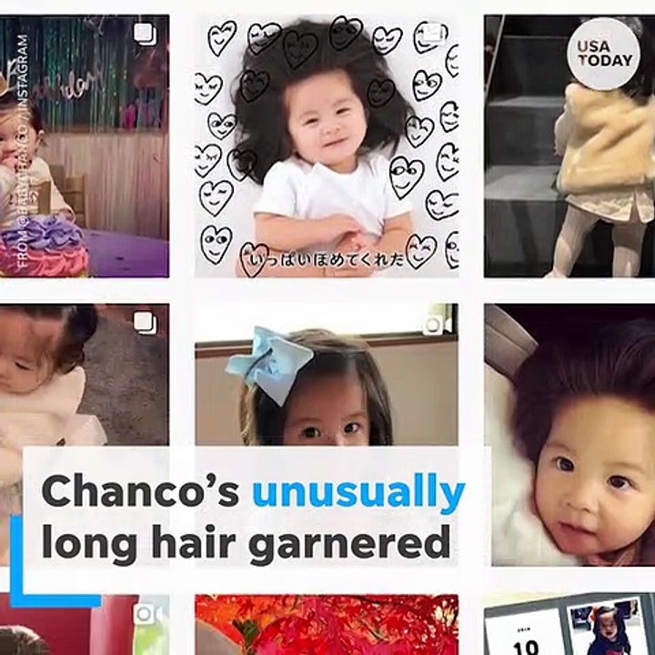 Baby's insanely long hair snags her Pantene mod...