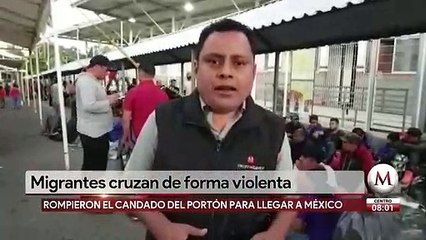 Migrantes rompen candado de portón en frontera y cruzan a México
