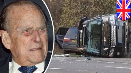 Prince Philip uninjured after Range Rover flips in car crash
