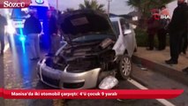 Manisa’da iki otomobil çarpıştı 4’ü çocuk 9 yaralı