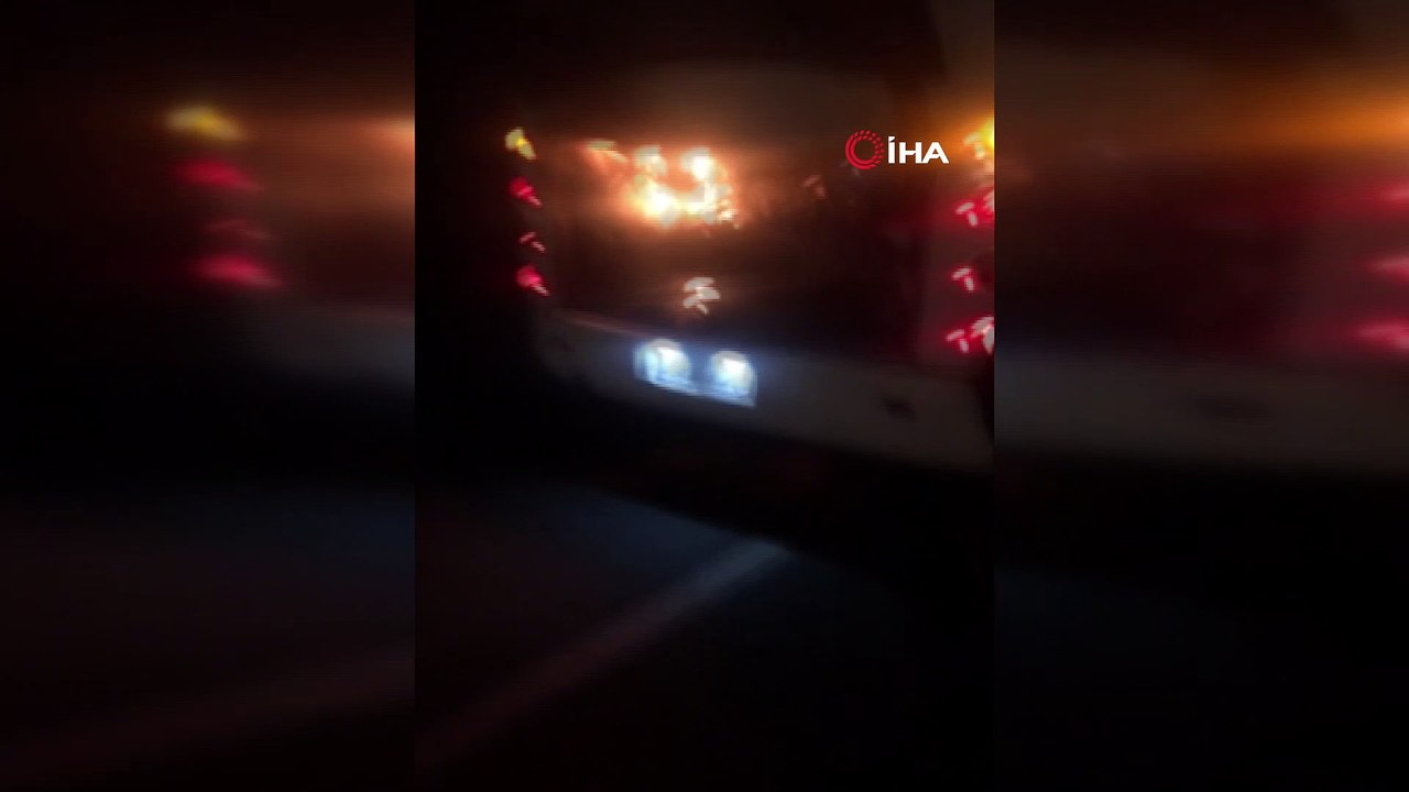Yolcu otobüsü alev alev böyle yandı