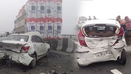 कोहरे के कारण ईस्टर्न पेरिफेरल एक्सप्रेस-वे हुआ दर्दनाक हादसा, कई गड़िया भिड़ीं