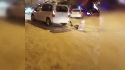 Cadde Ortasında Tehlikeli Kayak Kamerada