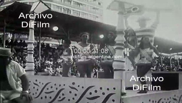 Carnival of Rio de Janeiro with floats and schools of samba 1970