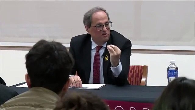 Quim Torra en Estados Unidos hablando ingles