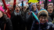 Manifestações contra Trump e em defesa das mulheres