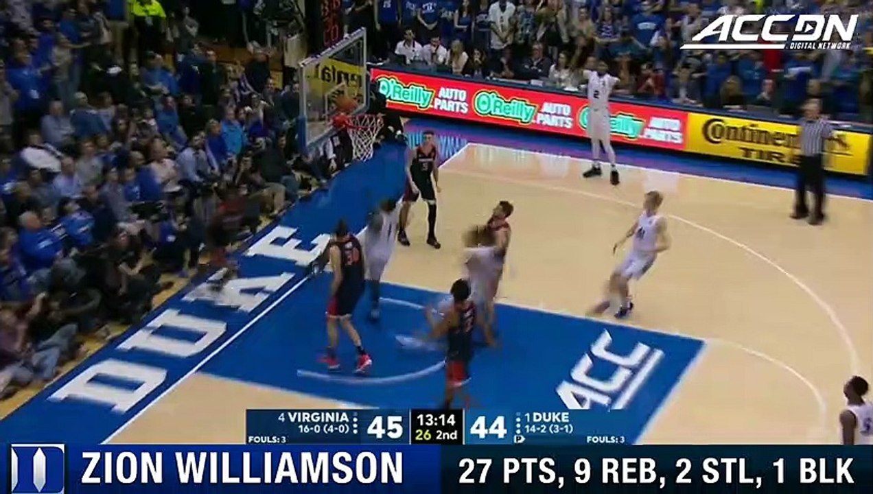 Duke's Zion Williamson Fills Up Stat Sheet Against Virginia