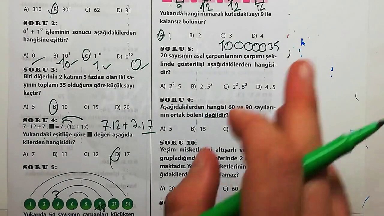 6. Sınıf MATEMATİK UYGULAMALARI 1. Dönem 2. Yazılı Soruları ve Çözümü 2018-2019