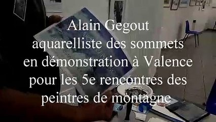 Le peintre Alain Gegout réalise une aquarelle de montagne en direct