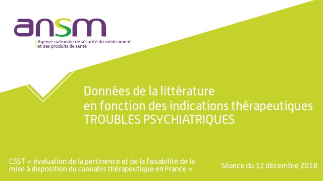 Données de la littérature en fonction des indications thérapeutiques: les troubles psychiatriques