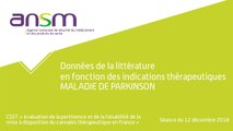 Données de la littérature en fonction des indications thérapeutiques: la maladie de Parkinson