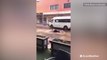 Man hilariously 'swims' through flooded street