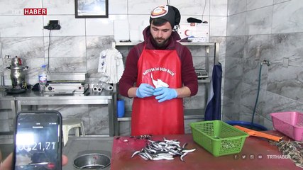 Balıkçılar sosyal medyada hamsi temizleme yarışması yapıyor