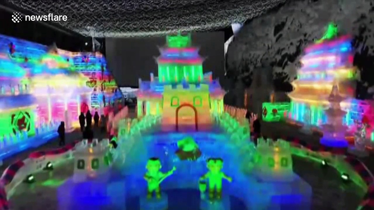 Incredible ice sculptures at Longqing Gorge Ice Lantern Festival
