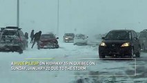 Multiple cars involved in huge pileup in Quebec