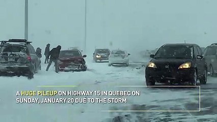 Multiple cars involved in huge pileup in Quebec