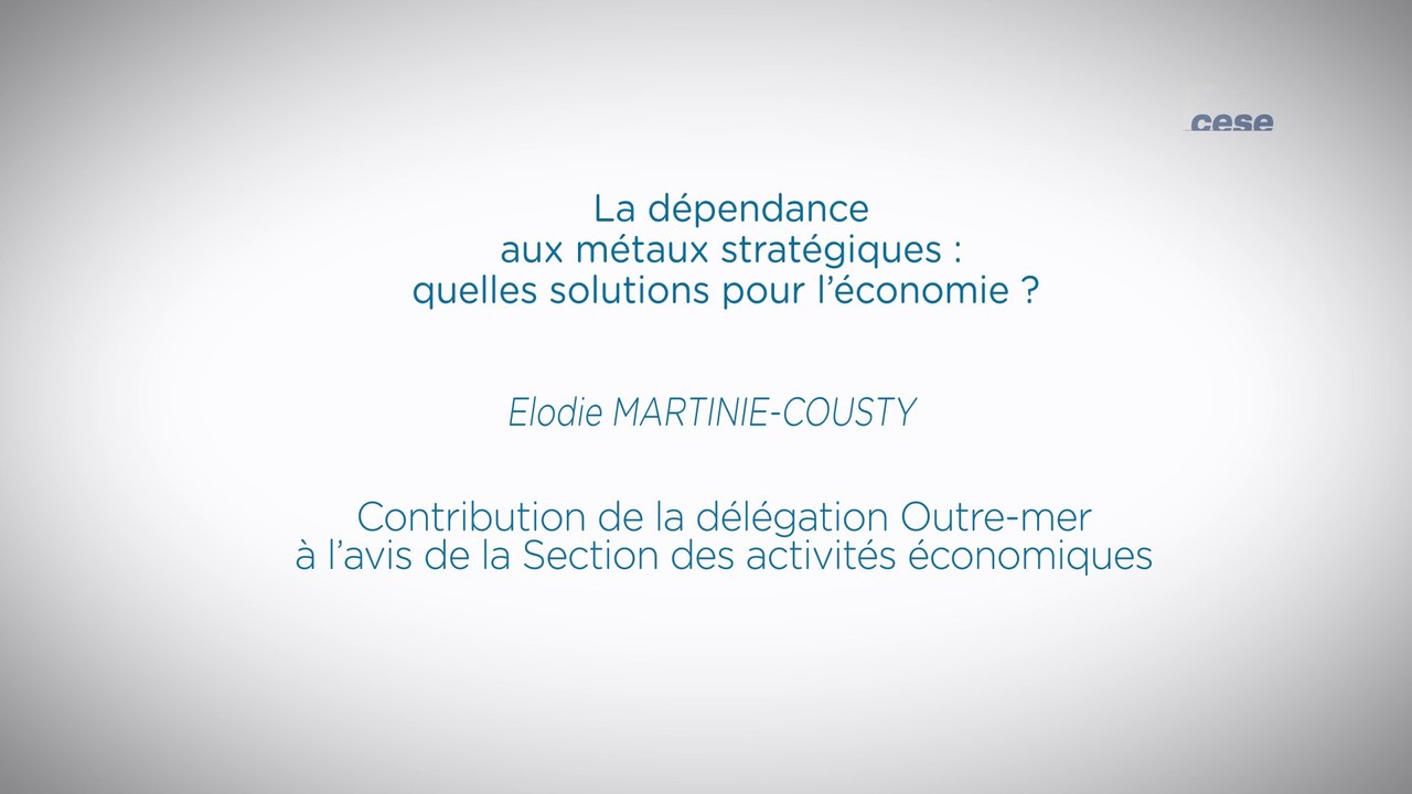 La dépendance aux métaux stratégiques, contribution de la délégation OM - cese