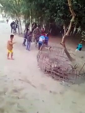 Un rhinocéros enragé fonce droit sur des villageois en Inde