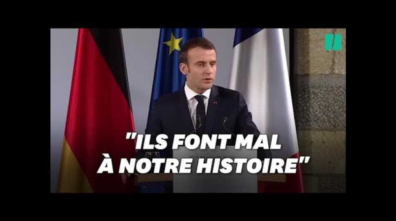 Emmanuel Macron condamne "les mensonges" sur le traité d'Aix-la-Chapelle