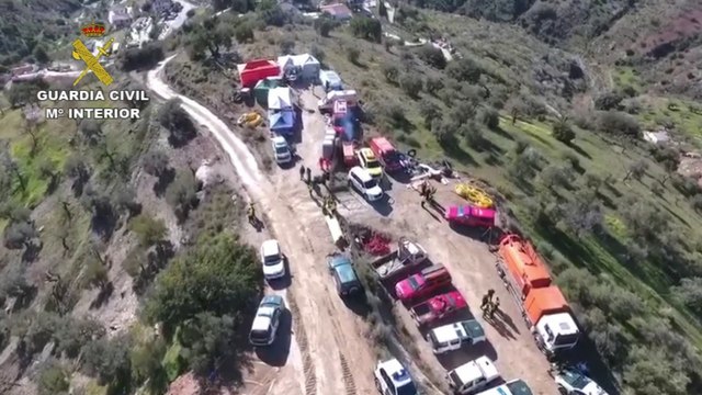 ÚLTIMAS imágenes del rescate del niño Julen en el pozo de Totalán, Málaga, vista de drone de la Guardia Civil