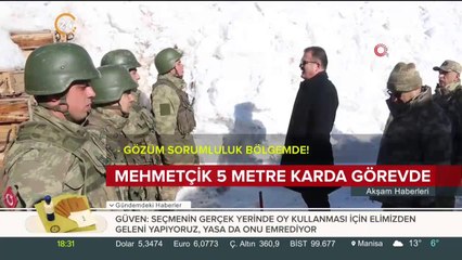 Mehmetçik 5 metre karda görev başında